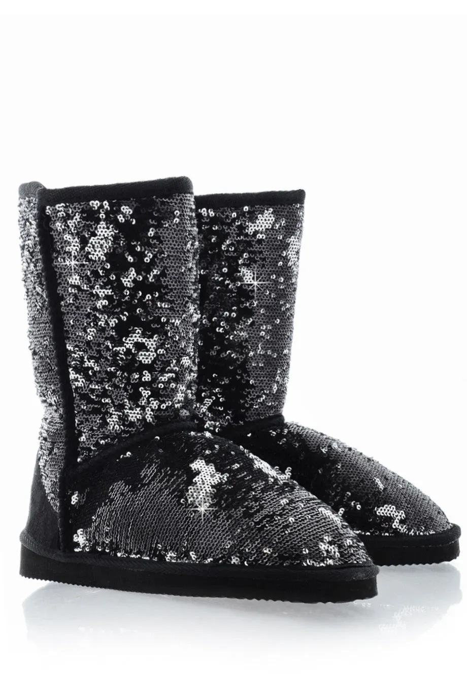 GLAMOROUS Black Sequined Boots