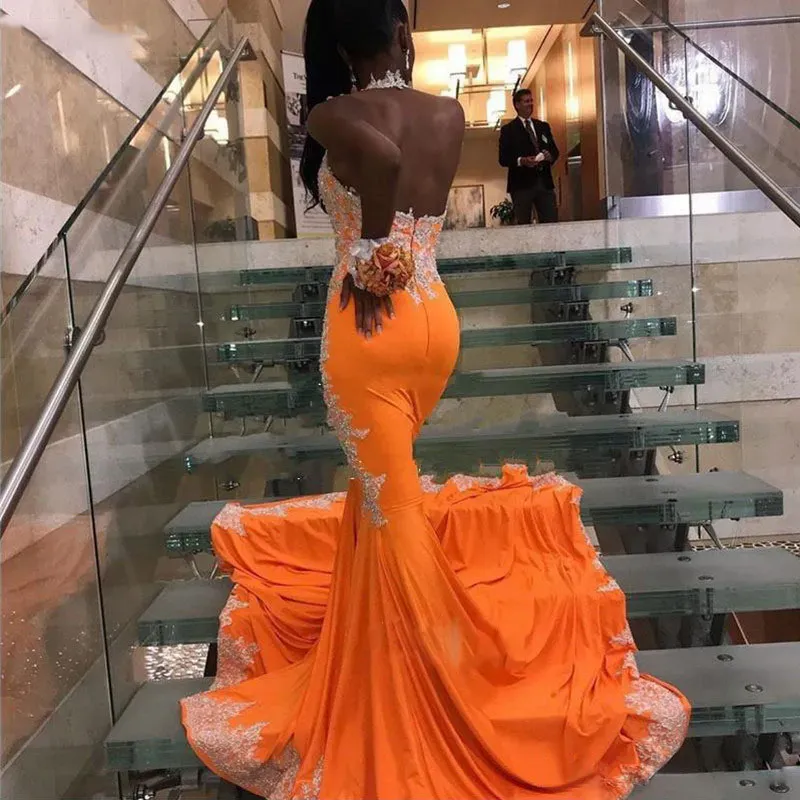 Gorgeous Mermaid Orange Prom Dress for Black Girls Winter Dance Dresses