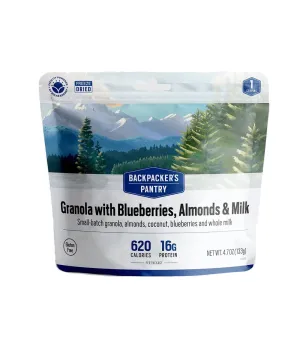 Granola w/Blueberries, Almonds, and Milk