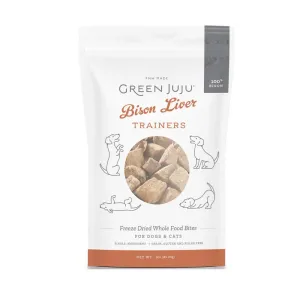 Green Juju Dogs & Cats Treats Freeze Dried Bison Liver Trainers 3oz