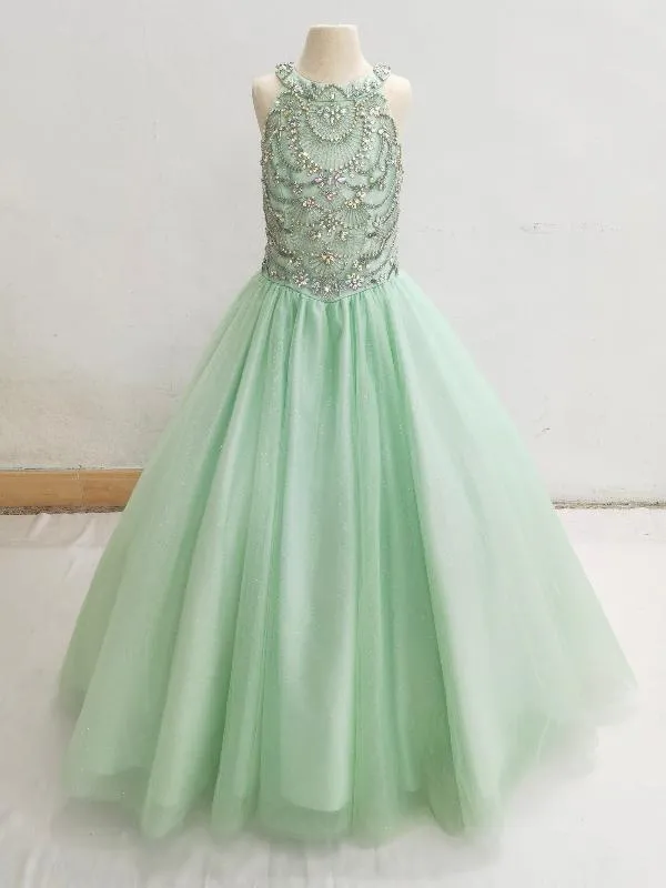 Halter Beaded Bodice Little Girls Prom Pageant Couture