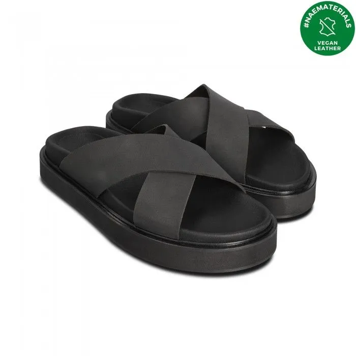 Hazel Black Vegan Cushioned Sandals