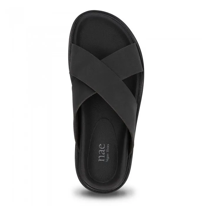 Hazel Black Vegan Cushioned Sandals