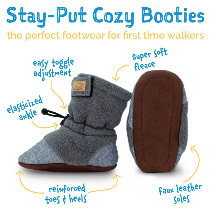 Heather Grey Stay Put Cozy Booties