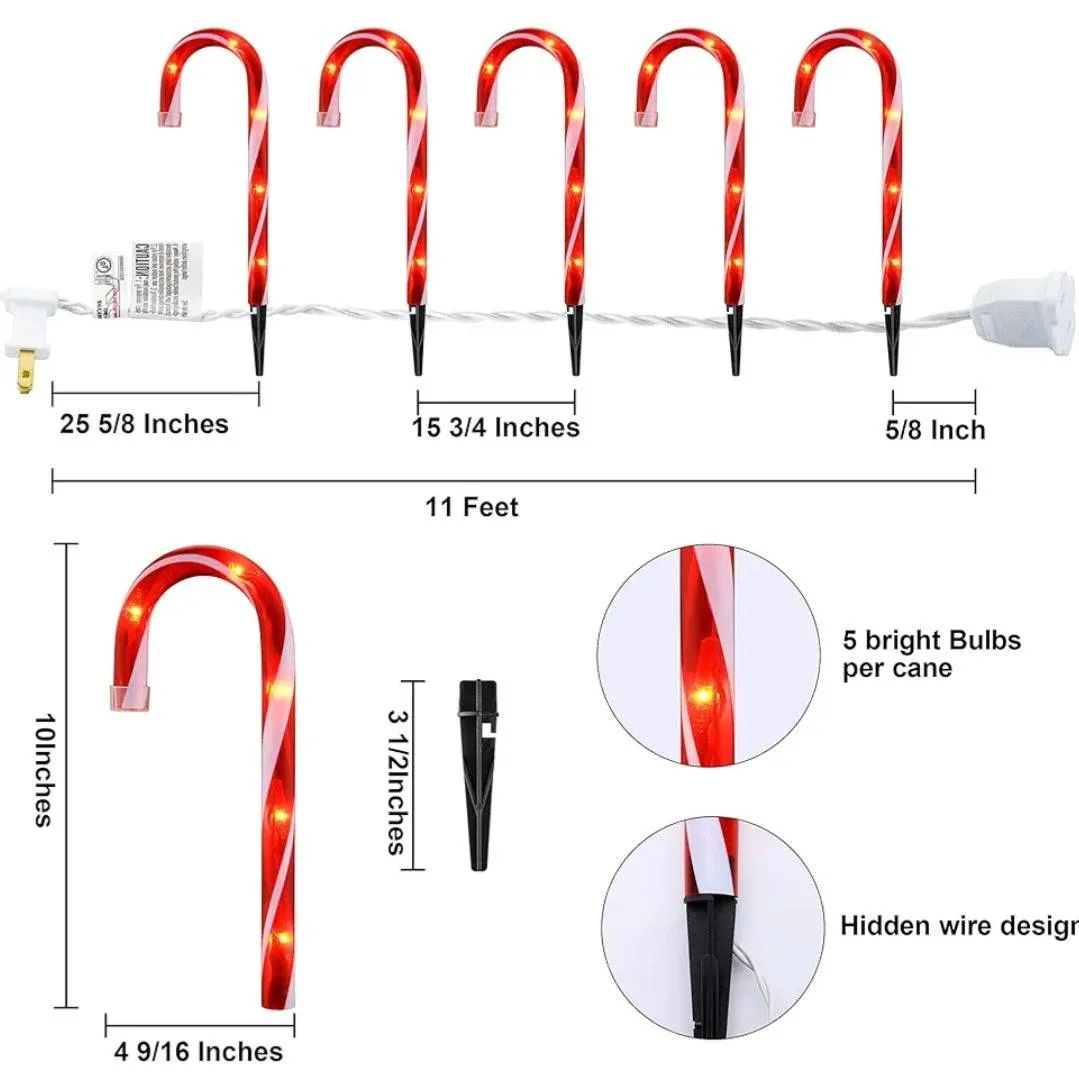 Hofert's 10 Candy Cane Lights Set - 10"