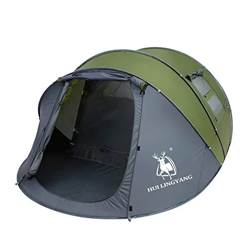 HUI LINGYANG 6 Person Easy Pop Up Tent, Waterproof, Green