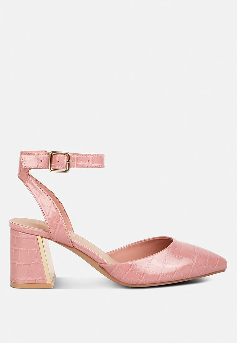 Hyatt Metallic Sling Block Heel Sandals