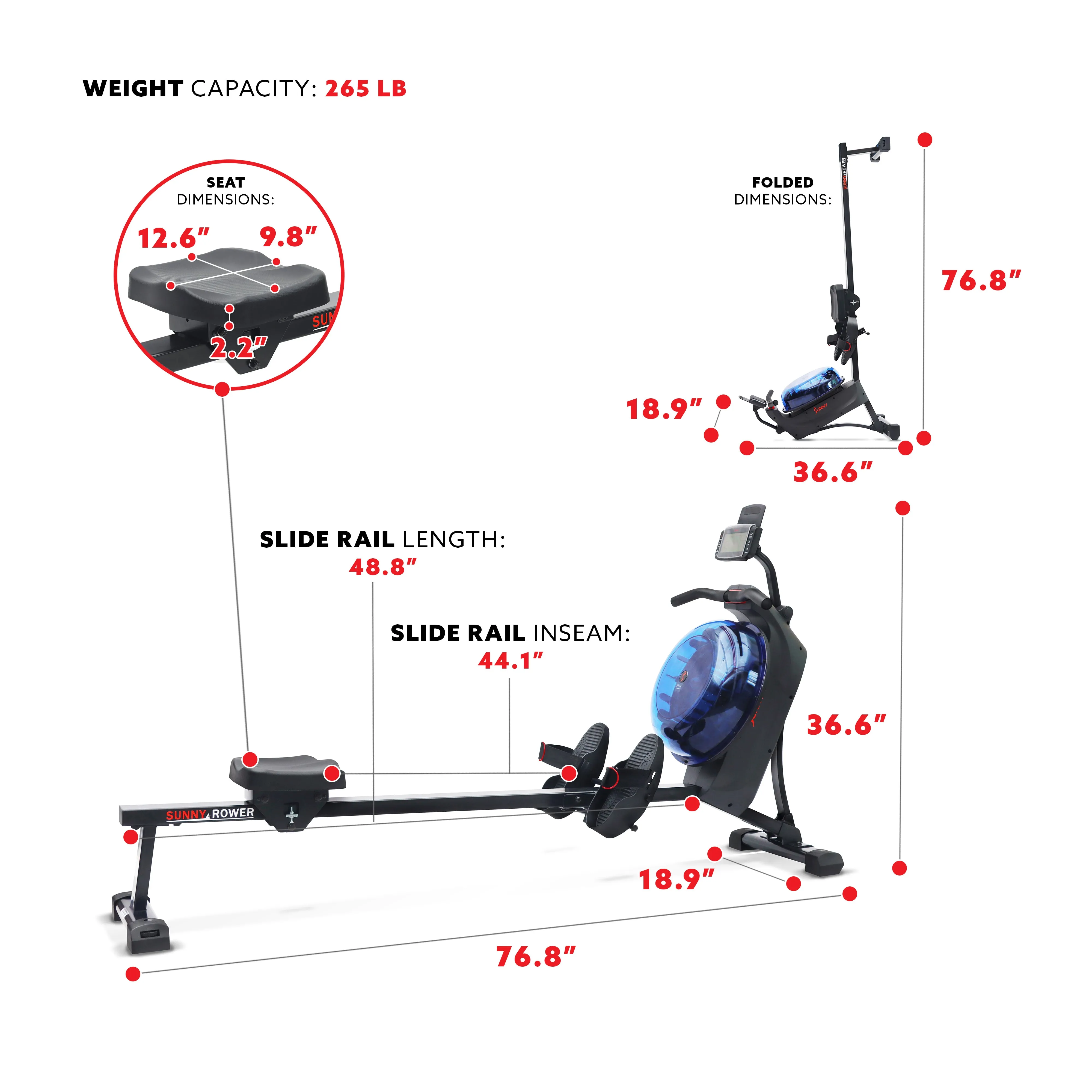 Hydro   Dual Resistance Smart Magnetic Water Rowing Machine