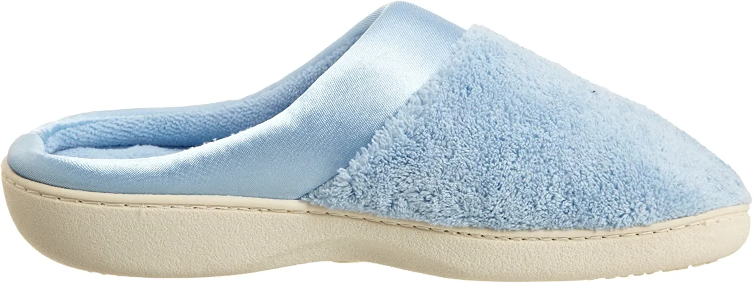 isotoner Women's Microterry Pillowstep Slippers with Satin Cuff