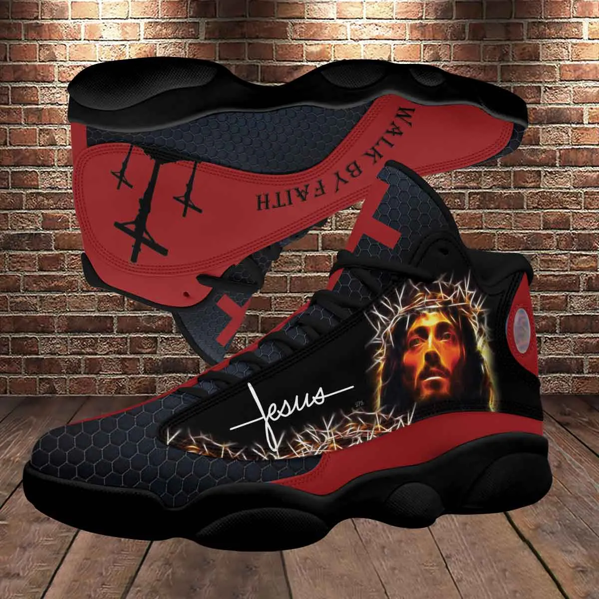 Jesus Walk By Faith For Men Women - Christian Shoes - Jesus Shoes - Unisex Basketball Shoes