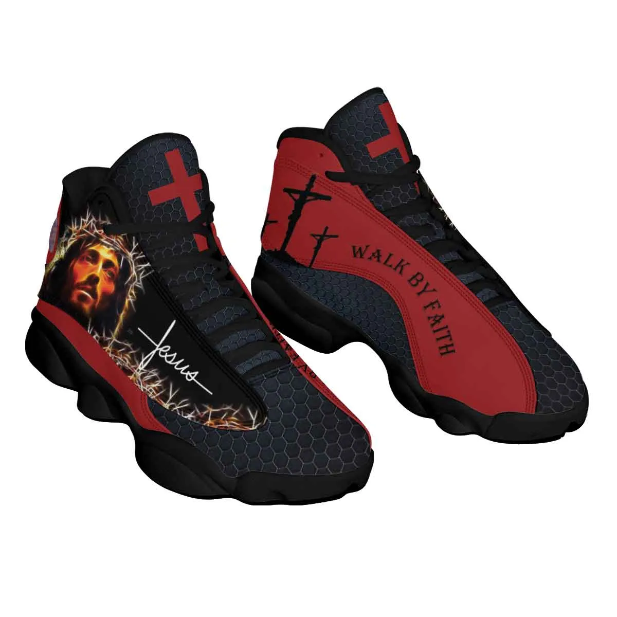 Jesus Walk By Faith For Men Women - Christian Shoes - Jesus Shoes - Unisex Basketball Shoes