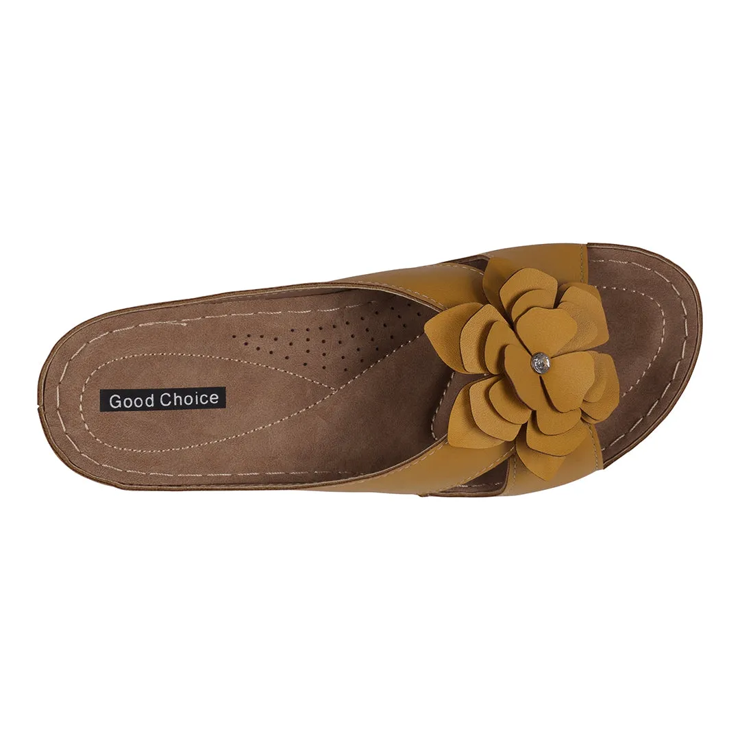 Joy Yellow Flower Comfort Flat Sandals