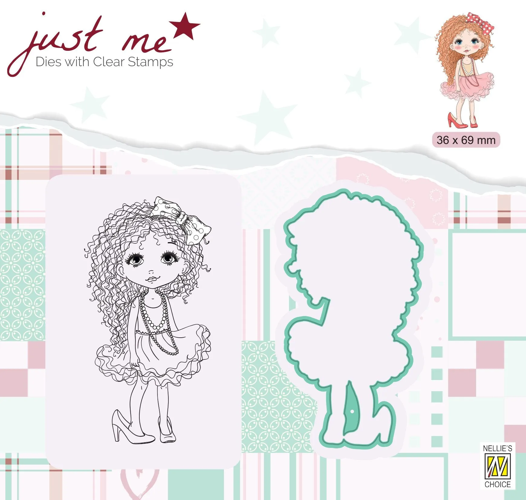 Just Me Stamp & Die Set Lady Girl