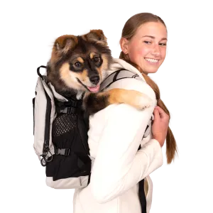 K9 Sports Sack | PLUS 2 Dog Backpack Carrier | 3 Sizes | Light Grey