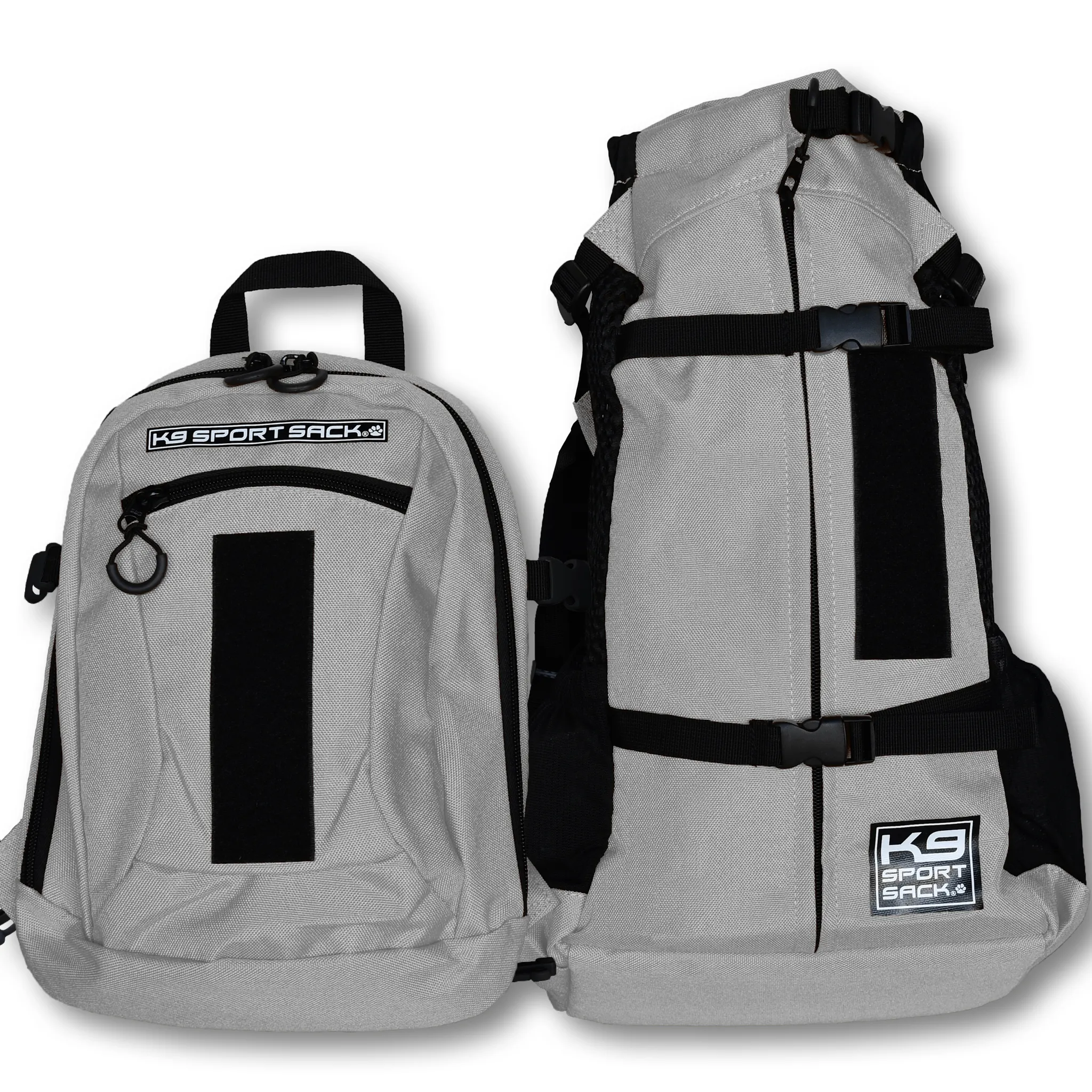 K9 Sports Sack | PLUS 2 Dog Backpack Carrier | 3 Sizes | Light Grey