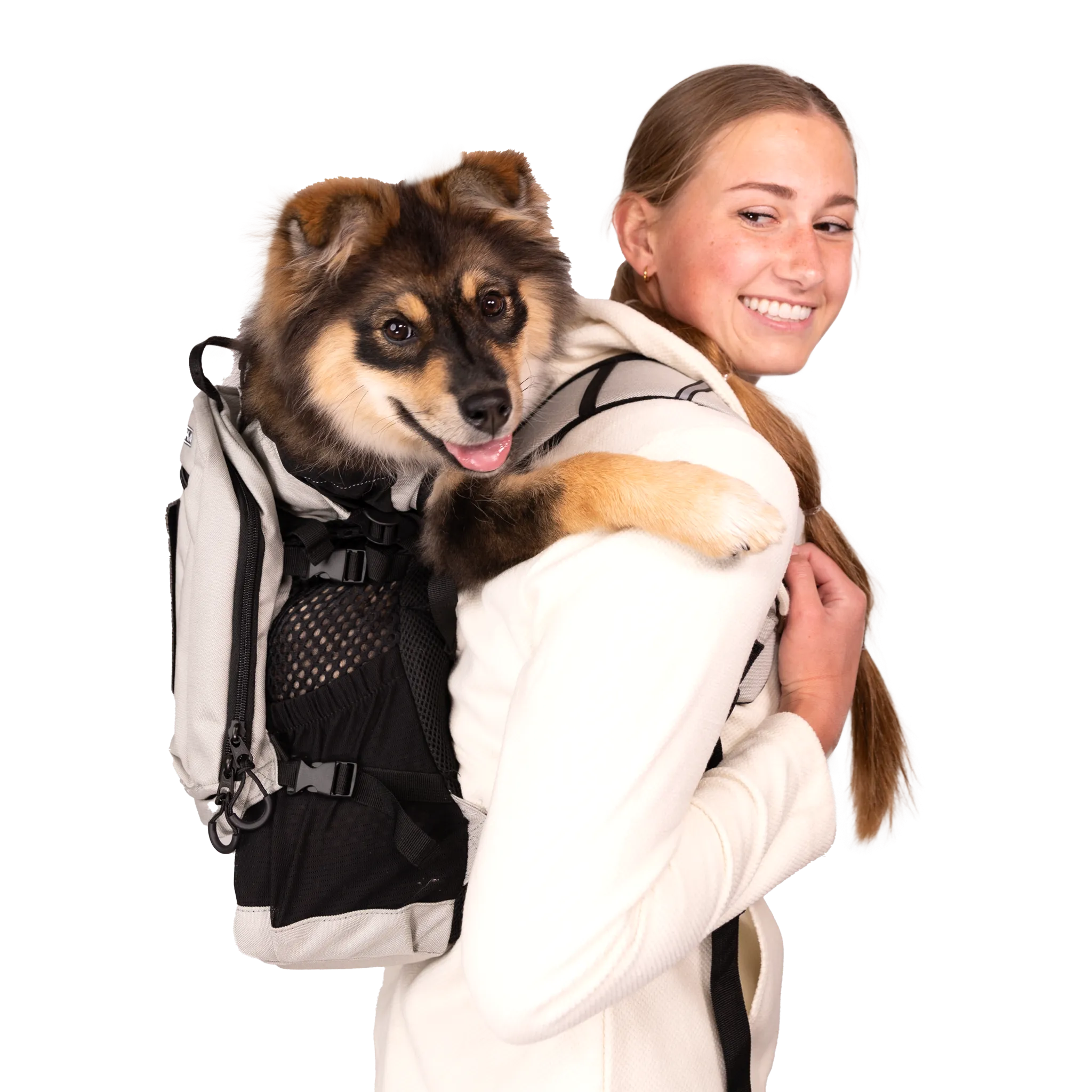 K9 Sports Sack | PLUS 2 Dog Backpack Carrier | 3 Sizes | Light Grey