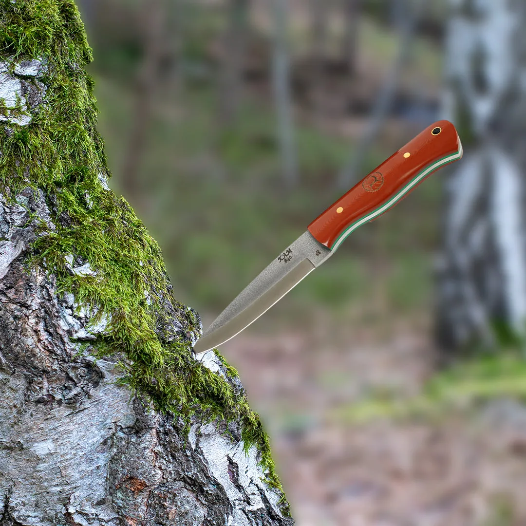 Kam Knife - B40 - D2 Steel - Red and Brown Handle - Fixed Blade