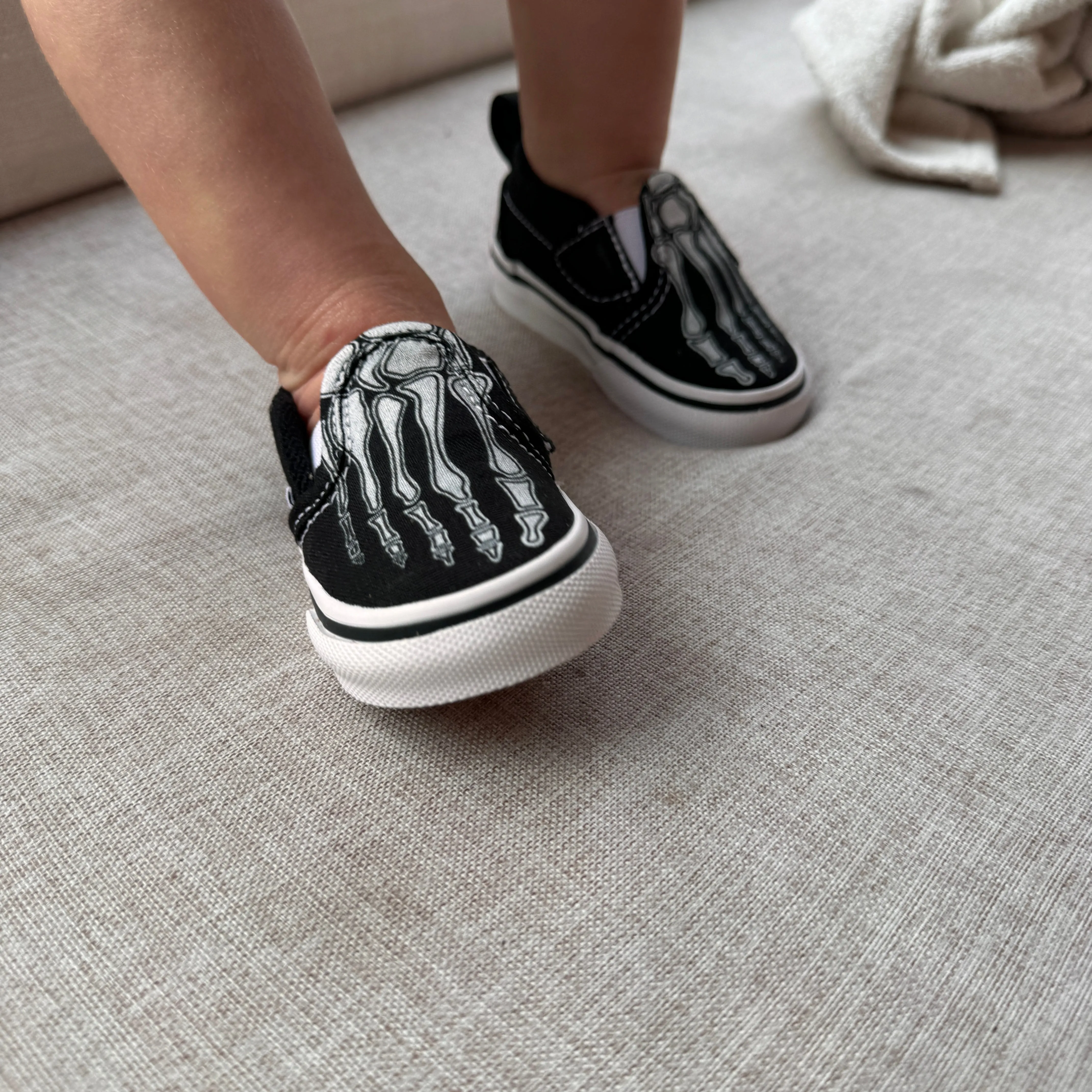 Kids Shoes - Custom Skeleton Feet X-Ray Slip On Vans Shoes for Kids and Toddlers