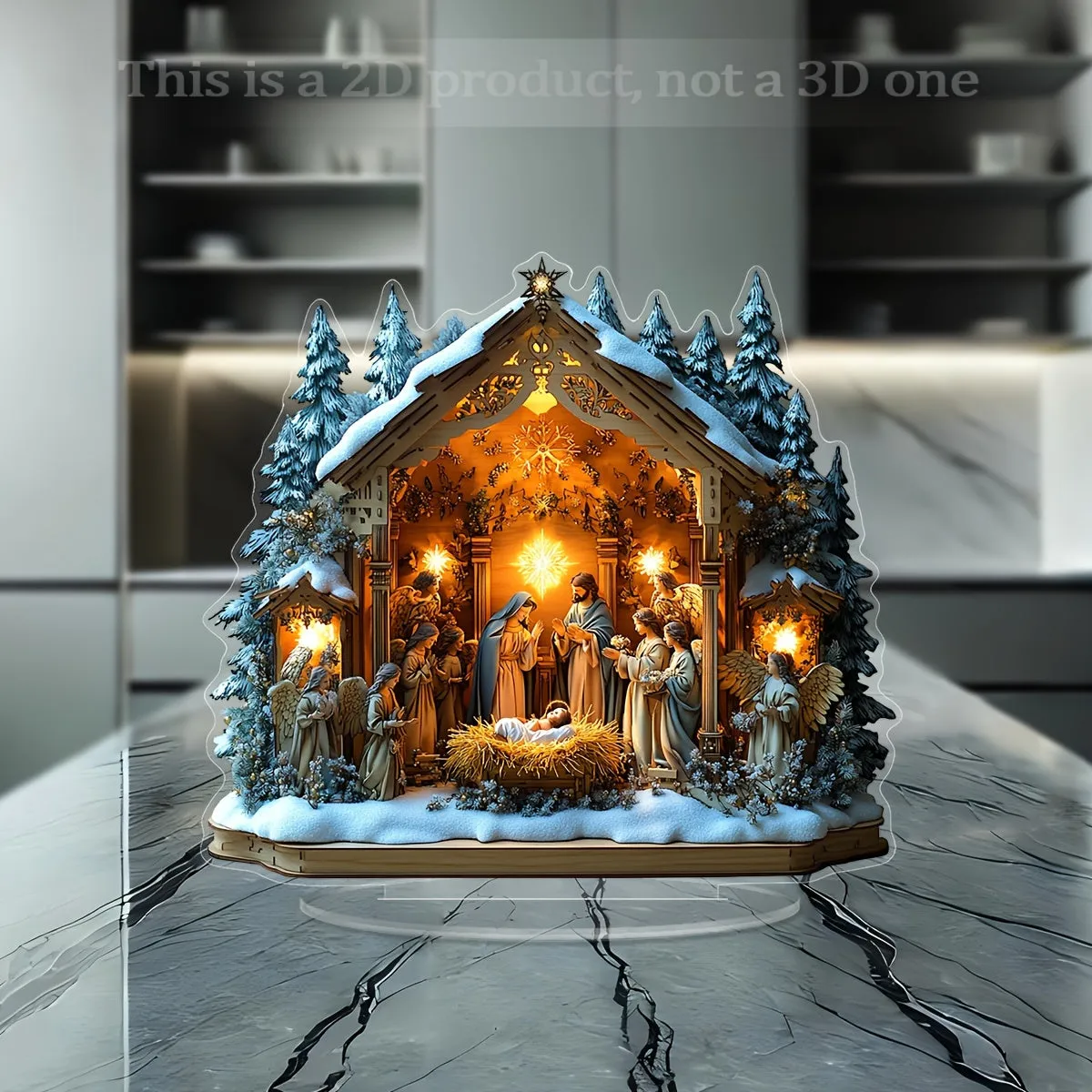 kkboxly 1pc Nativity Scene Acrylic Display Plaque with Stand - Perfect for Office Desk, Living Room Decor | Ideal Birthday & Christmas Gift for Friends | Versatile Religious Theme Home Decoration