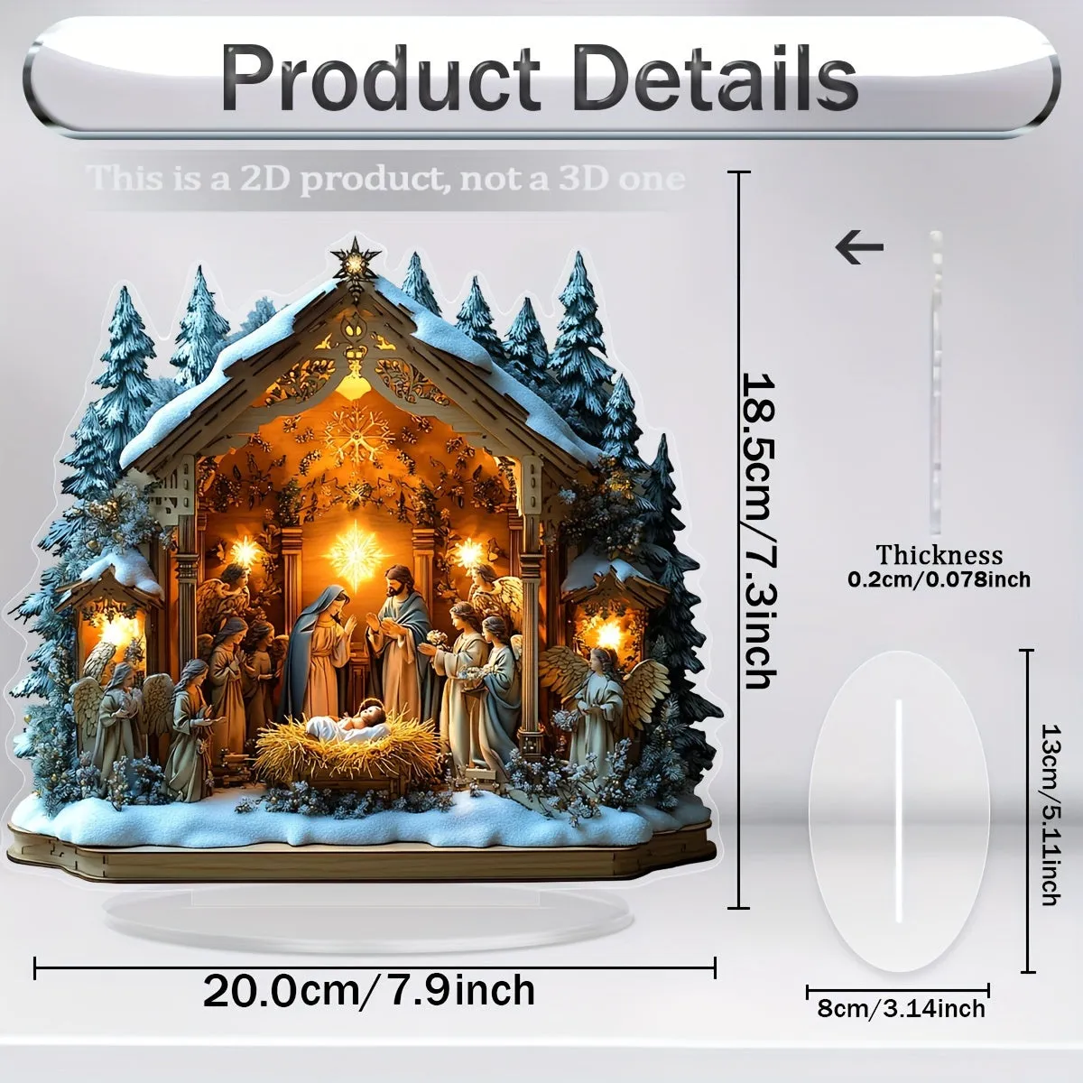 kkboxly 1pc Nativity Scene Acrylic Display Plaque with Stand - Perfect for Office Desk, Living Room Decor | Ideal Birthday & Christmas Gift for Friends | Versatile Religious Theme Home Decoration