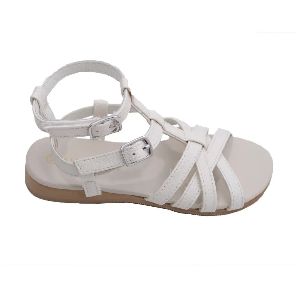 Little Big Kids Girls White Faux Python Gladiator Sandals 11-4 Kids