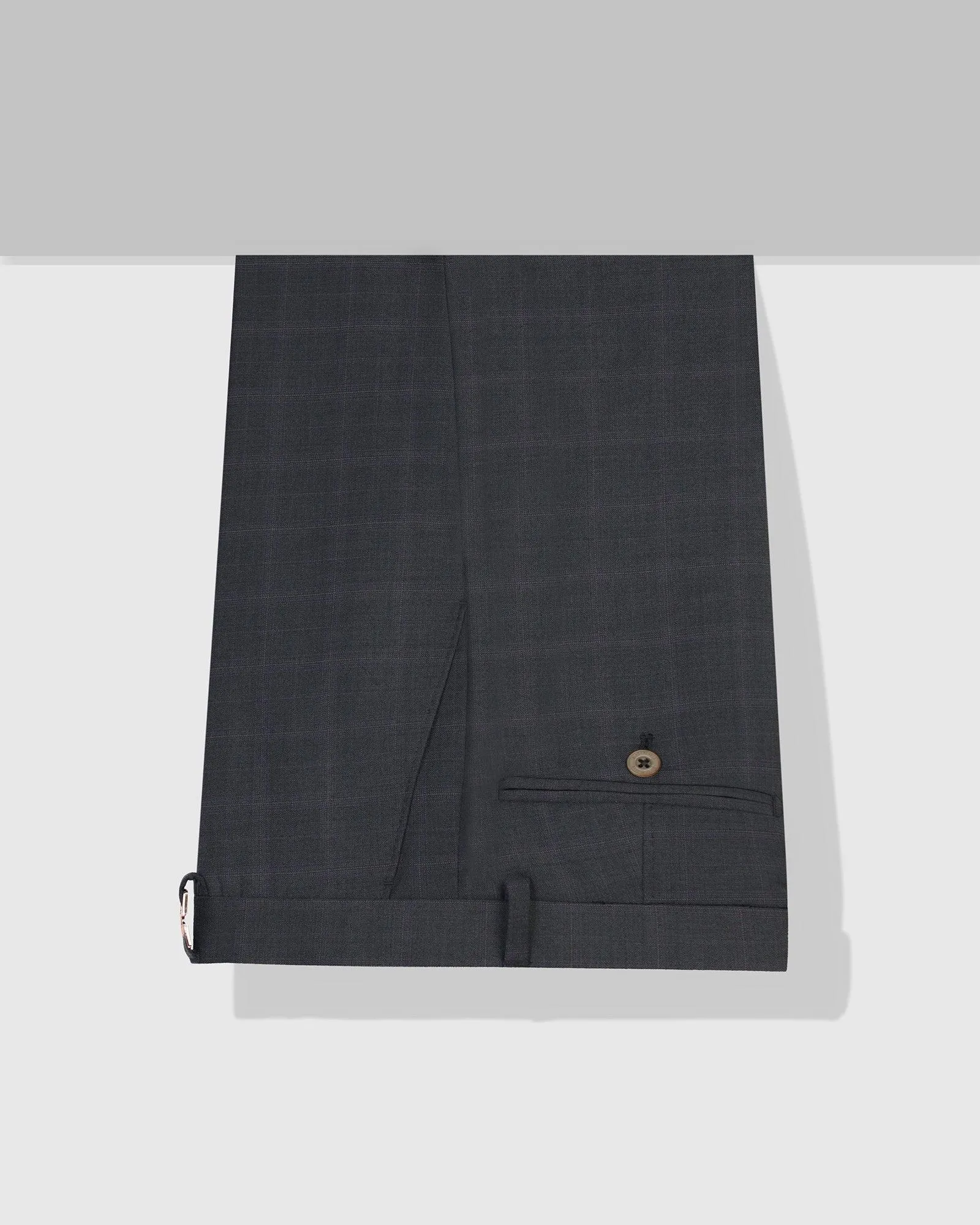 Luxe Slim Comfort B-95 Formal Grey Check Trouser - Spectre