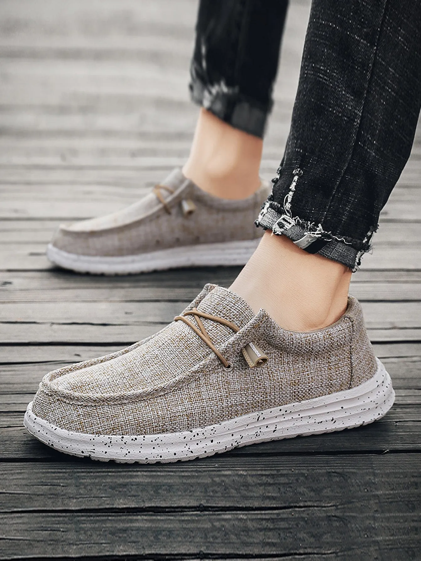 Men Lace-up Front Boat Shoes