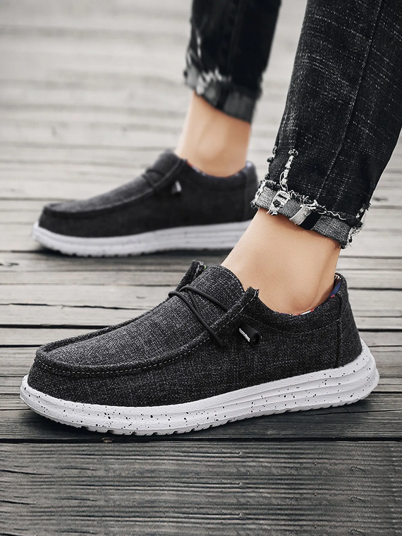 Men Lace-up Front Boat Shoes