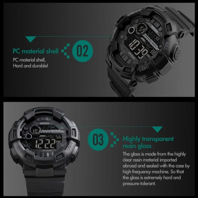 Men's Digital Sports Watch LED Screen & Waterproof with Backlight