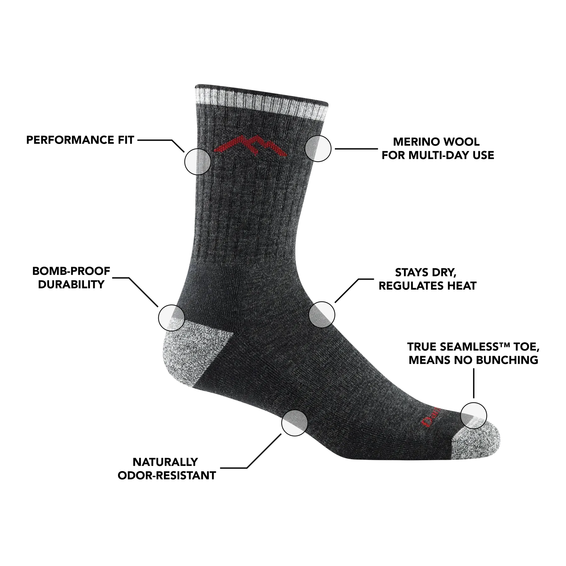 Men's Hiker Micro Crew Midweight Hiking Sock - Taupe