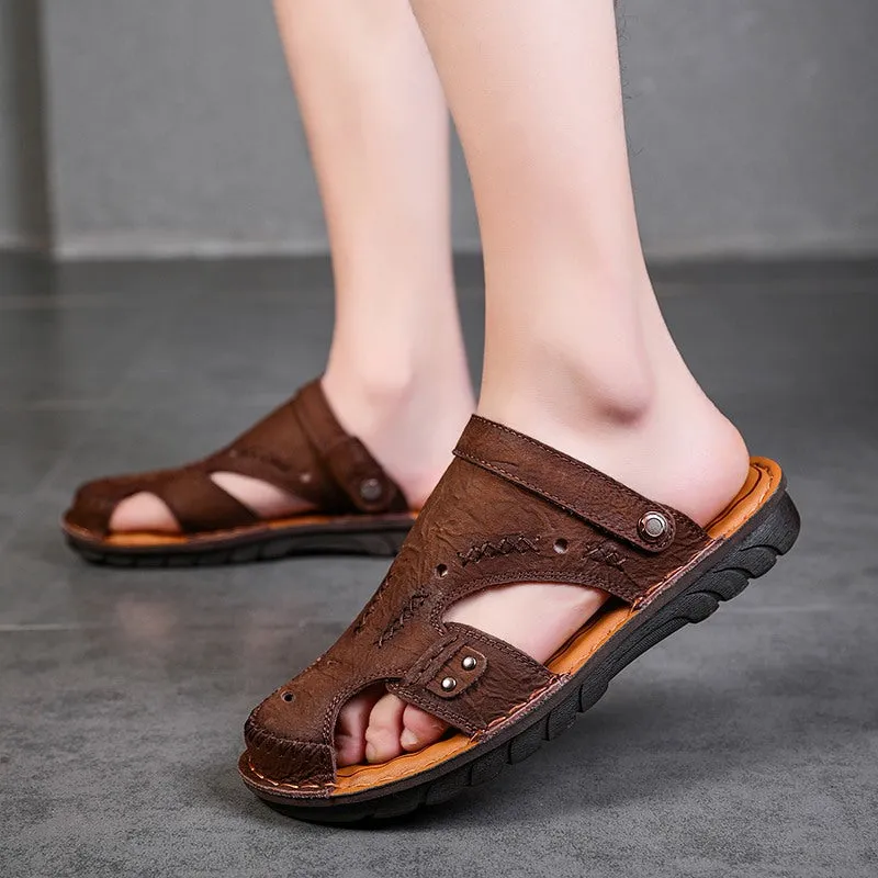 Men's Summer Breathable Casual Leather Sandals | 7101