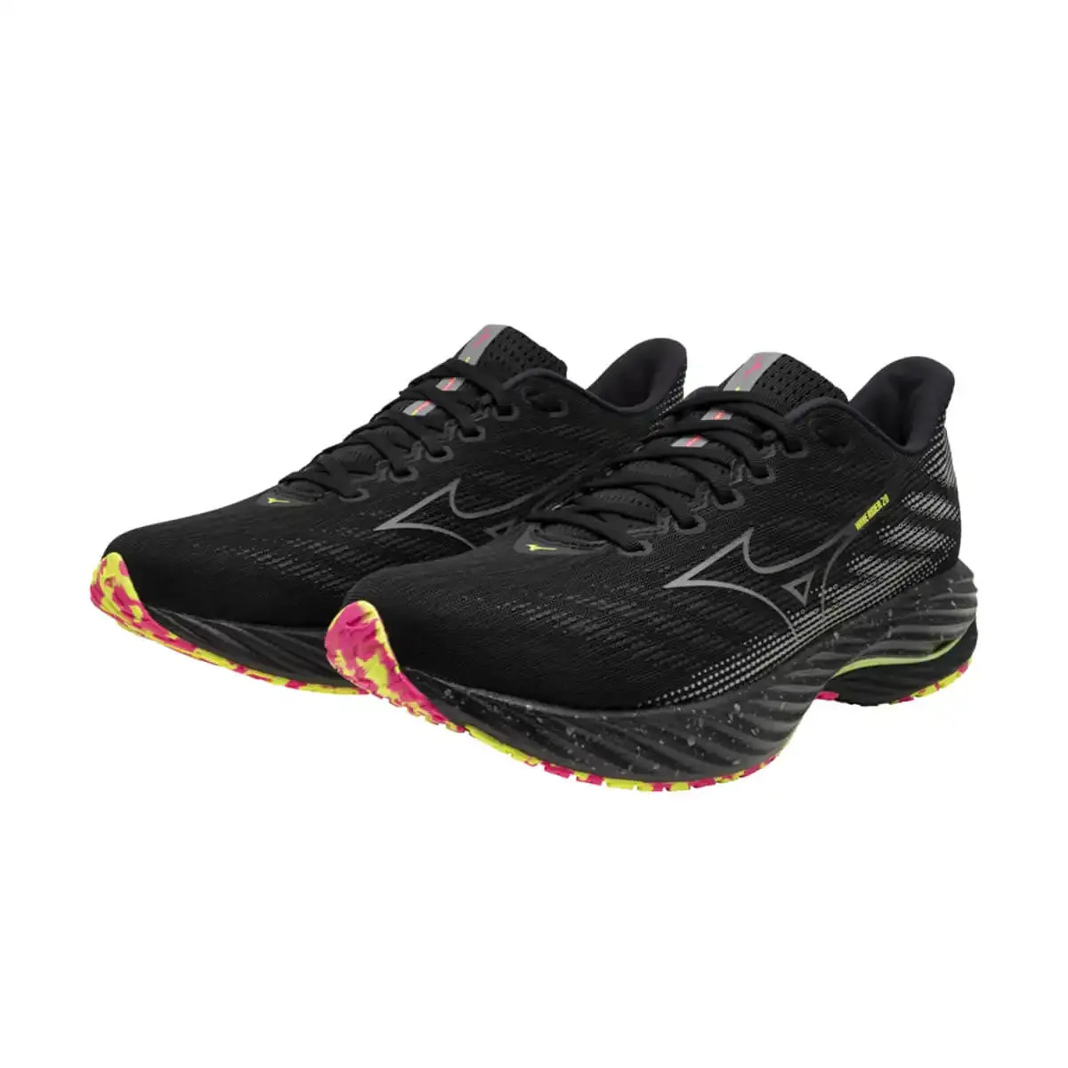 Mizuno Wave Rider 28 Unisex | Black/silver/sunny Lime