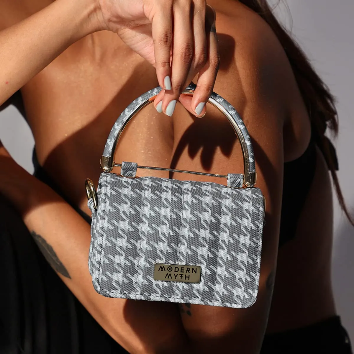 Modern Myth Nano Mini Box Bag (Grey & White)