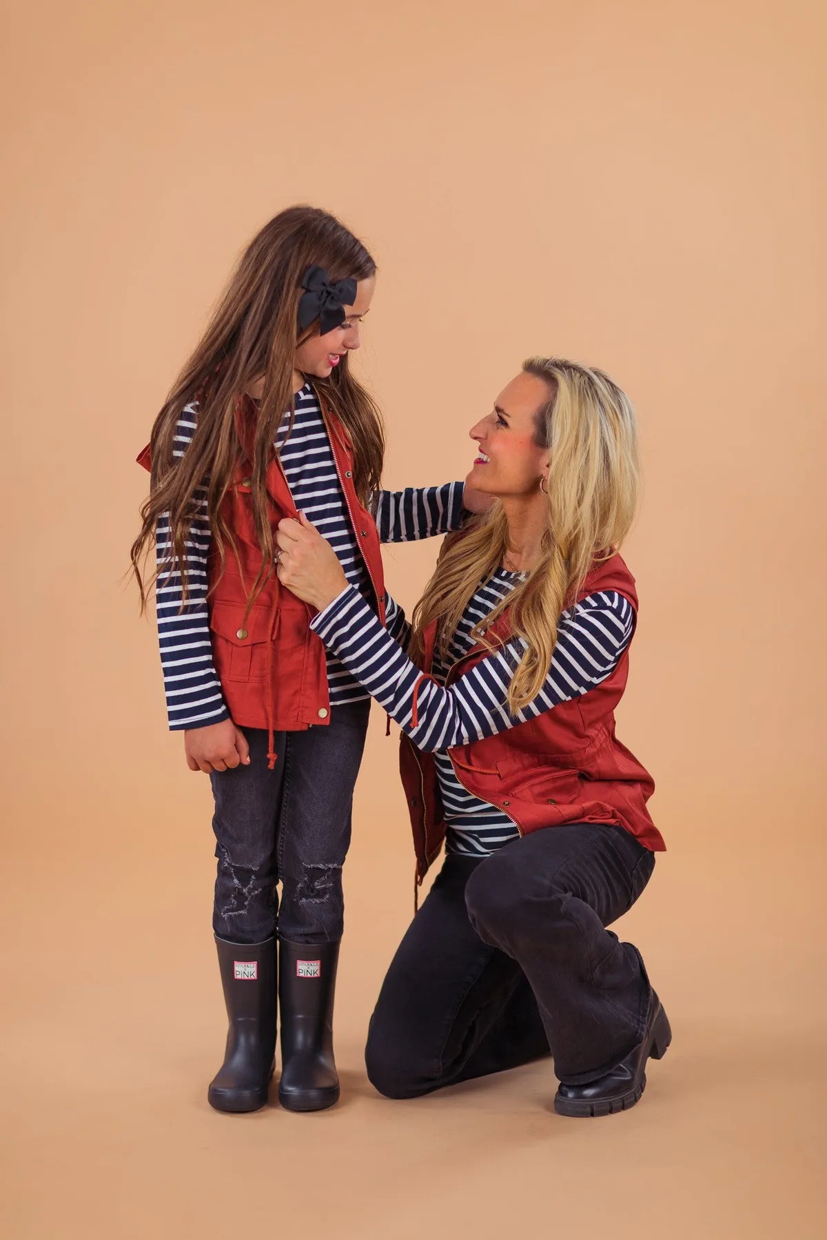 Mom & Me - Stripe Vest Set - Rust