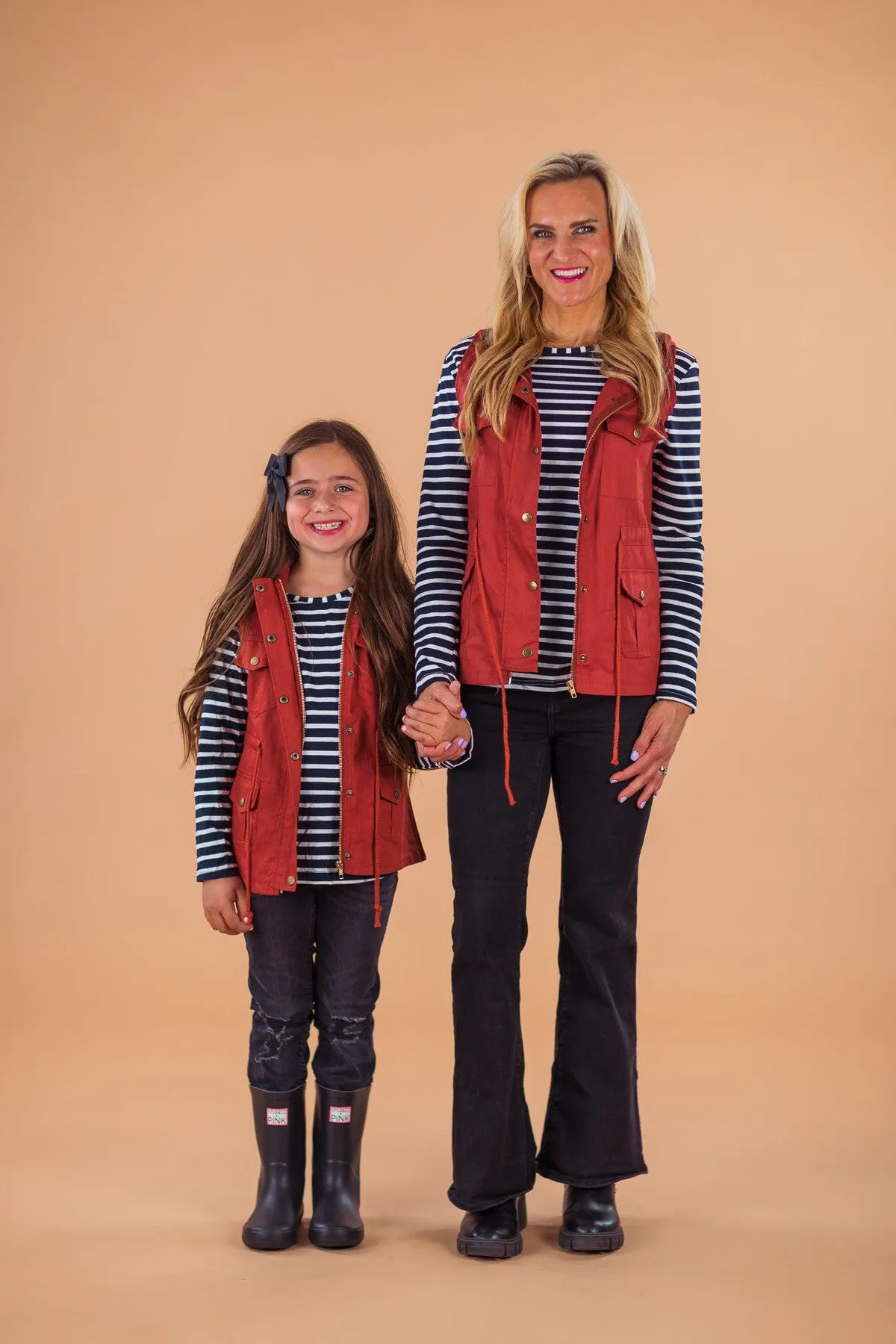 Mom & Me - Stripe Vest Set - Rust