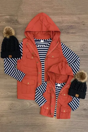 Mom & Me - Stripe Vest Set - Rust