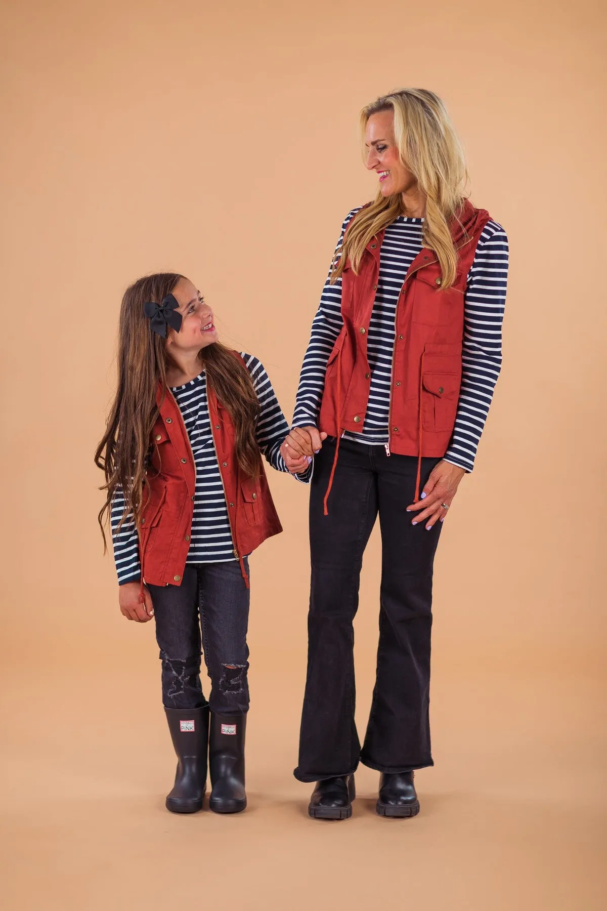 Mom & Me - Stripe Vest Set - Rust