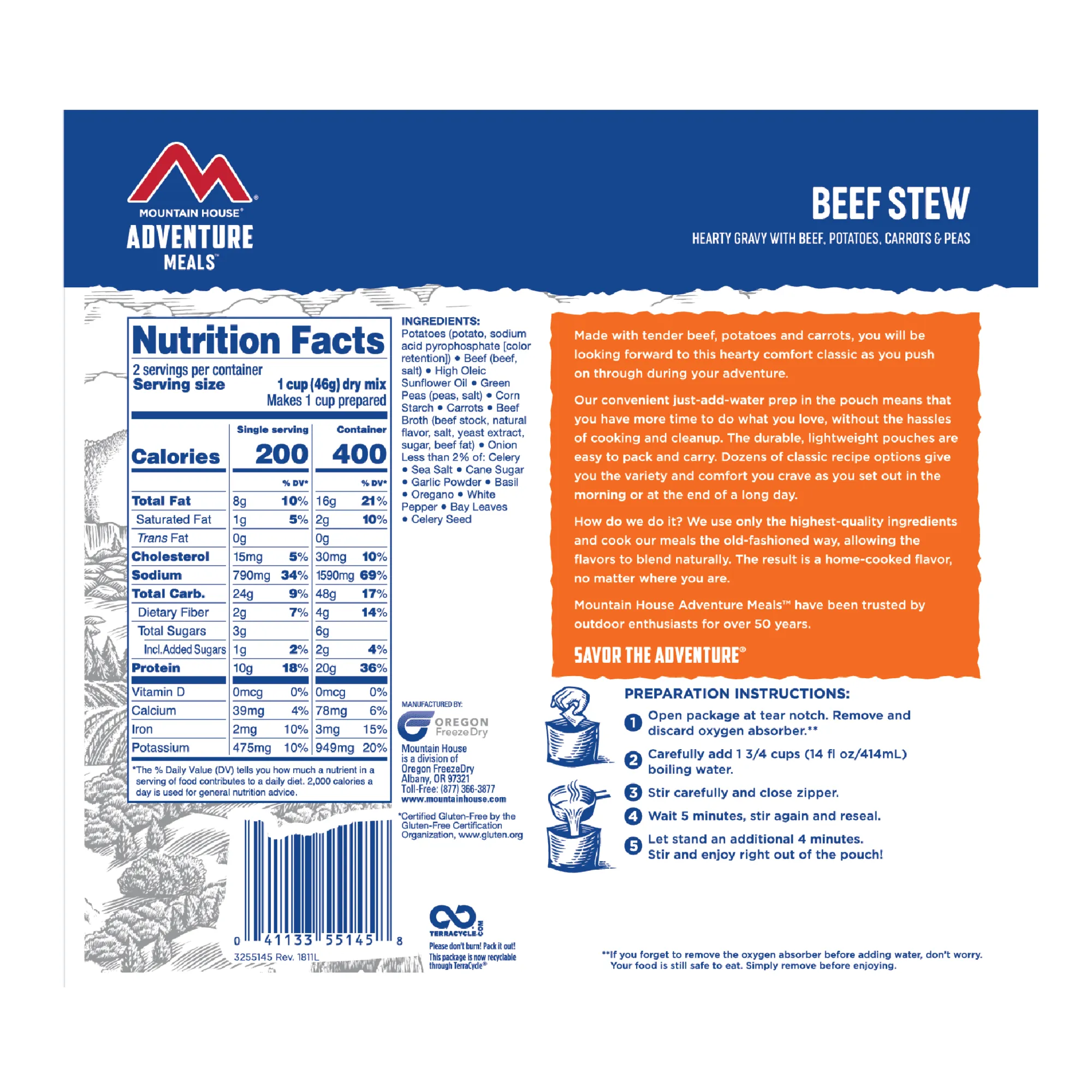 Mountain House - Beef Stew Pouch - 2 Servings