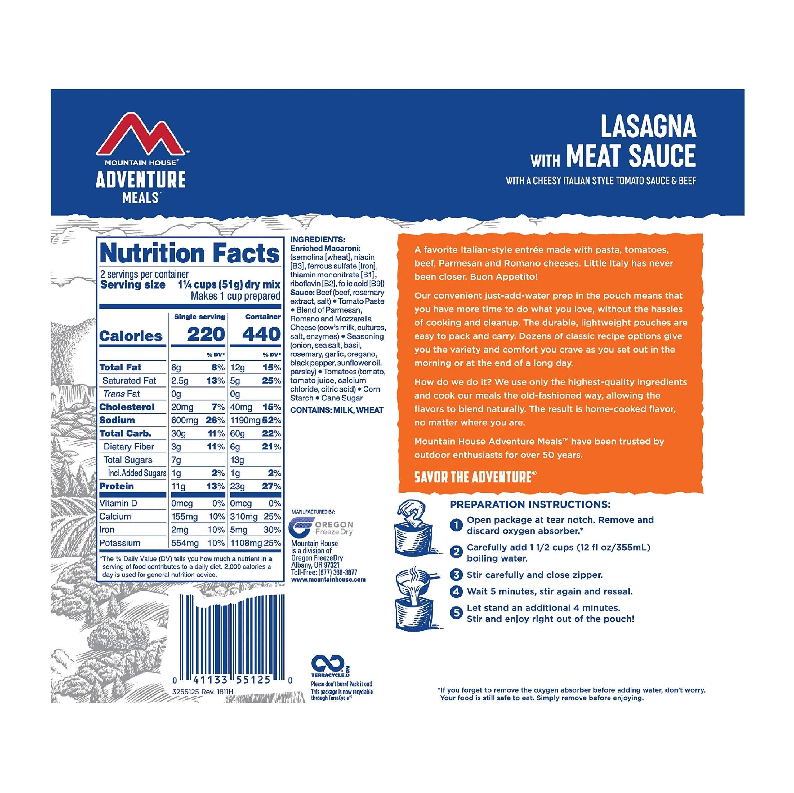 Mountain House - Lasagna with Meat Sauce Pouch