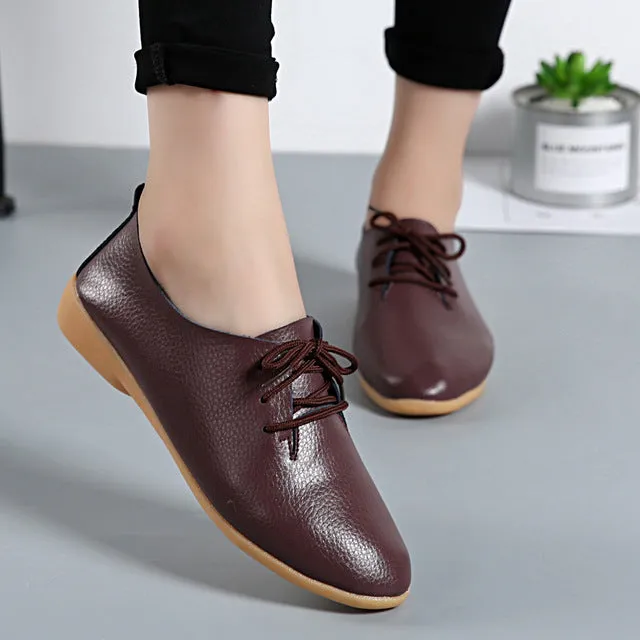 NAUSK Genuine Leather Summer Loafers Women Casual Shoes