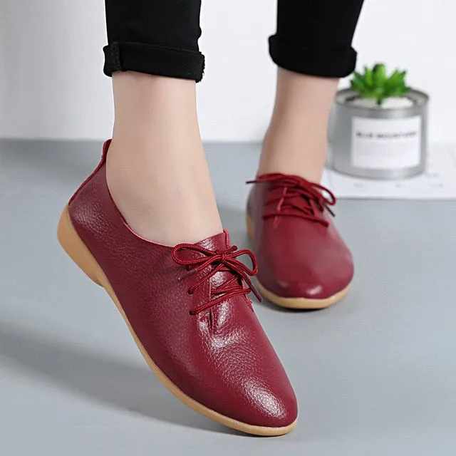 NAUSK Genuine Leather Summer Loafers Women Casual Shoes