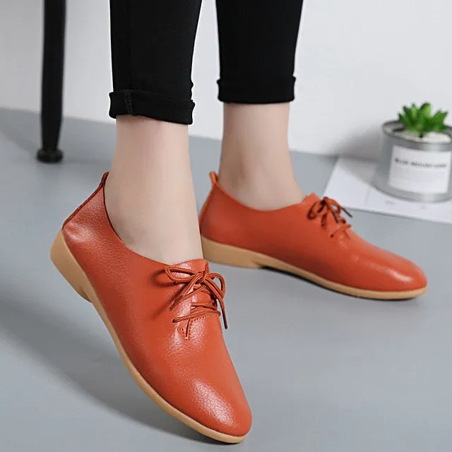 NAUSK Genuine Leather Summer Loafers Women Casual Shoes