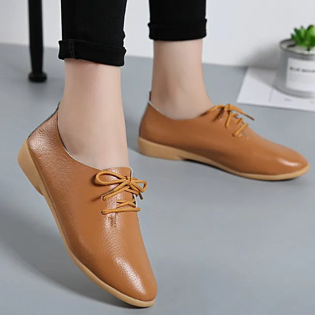 NAUSK Genuine Leather Summer Loafers Women Casual Shoes