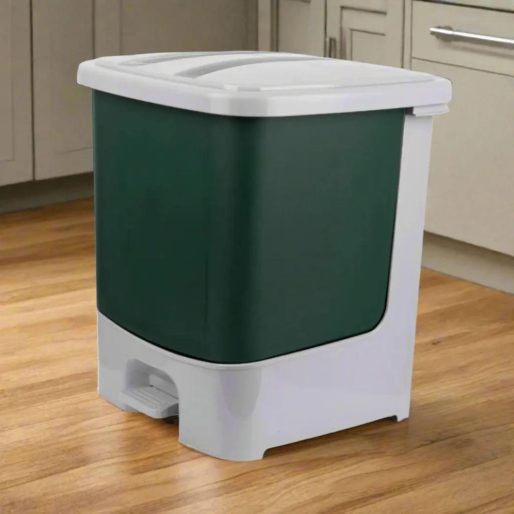 NAYASA 33L Dark Green Paddle Dustbin  For Home & Office