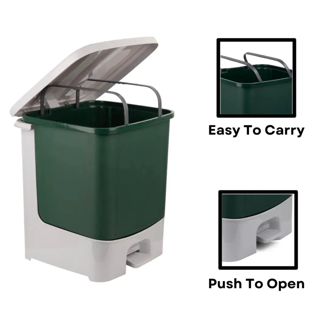 NAYASA 33L Dark Green Paddle Dustbin  For Home & Office