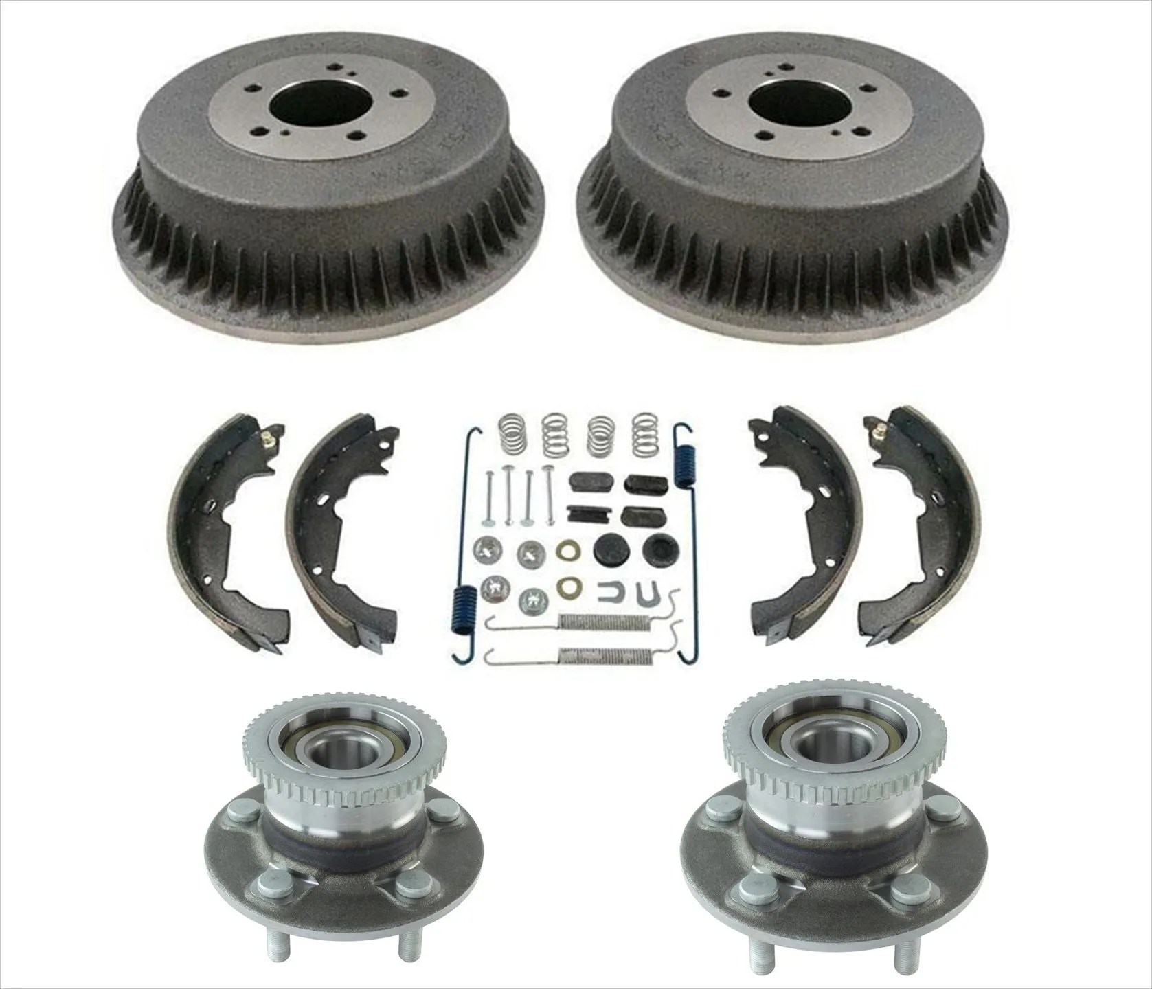 New Rear Drums Brake Shoes Hub Bearings Spring Kit Fit for Nissan Quest 97-02 6p