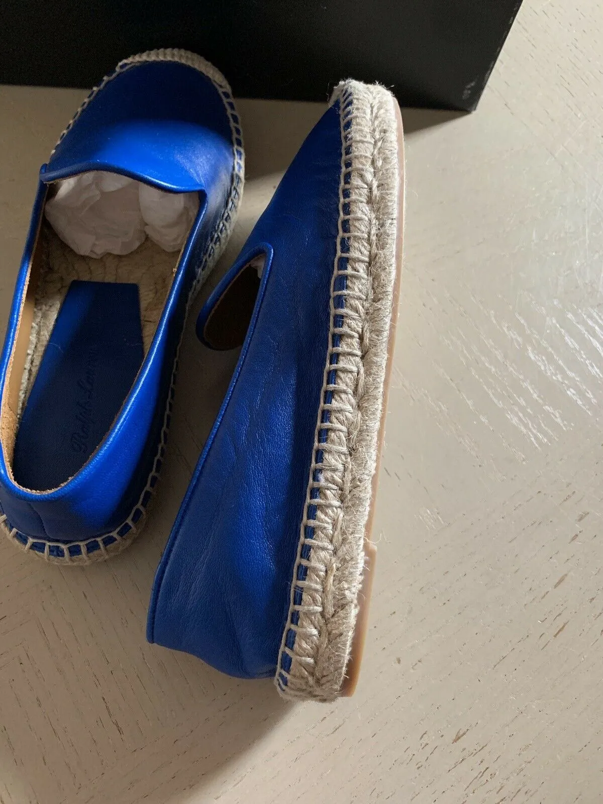 NIB $550 Ralph Lauren Purple Label Women Espadrille Blue 5.5 US ( 35.5 Eu )