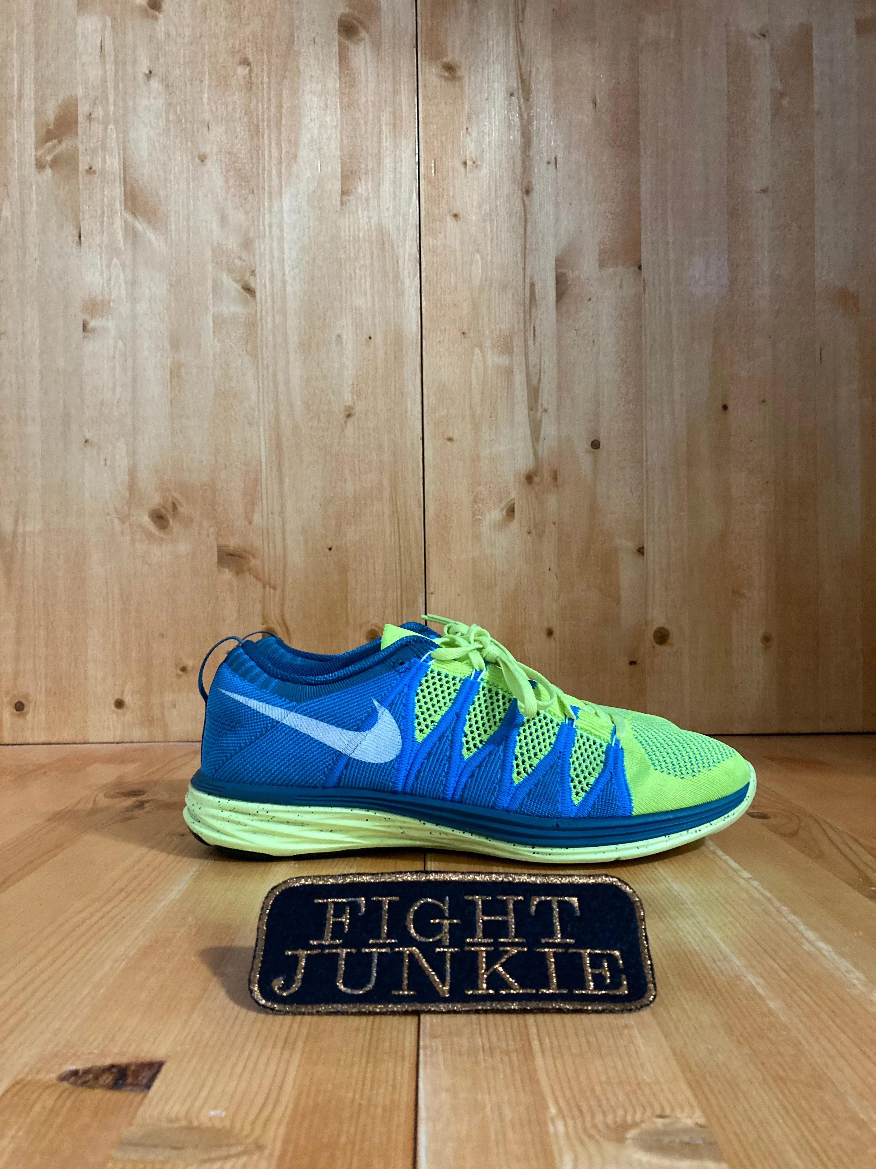 NIKE FLYKNIT LUNAR 2 Men's Size 11 Running Shoes Sneakers 620465-714 Blue & Green