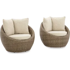 Outdoor Danson Swivel Lounge Chair with Cushion (set of 2)