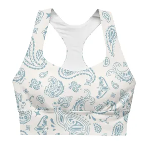 Paisley Blues Longline sports bra